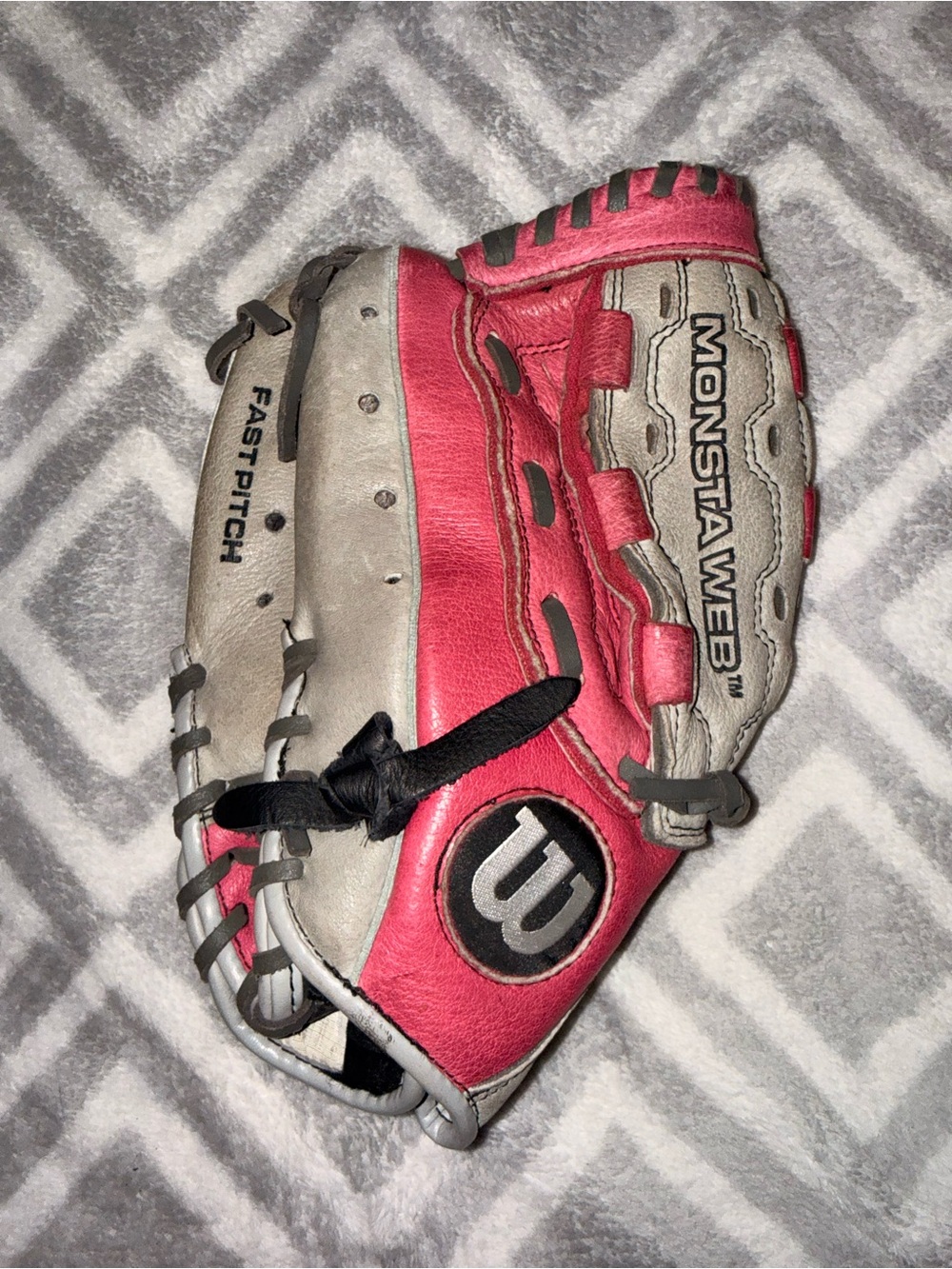 Wilson Kids Pink and Gray Fastpitch Glove - Monsta Web